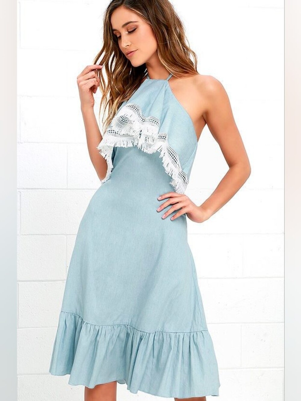 RENAMED Daydream Come True Midi Dress in Light Blue Size Medium